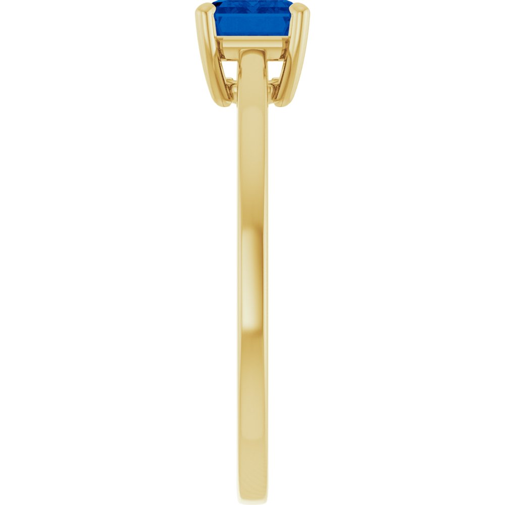 14K Yellow Gold Lab-Grown Blue Sapphire Solitaire Ring