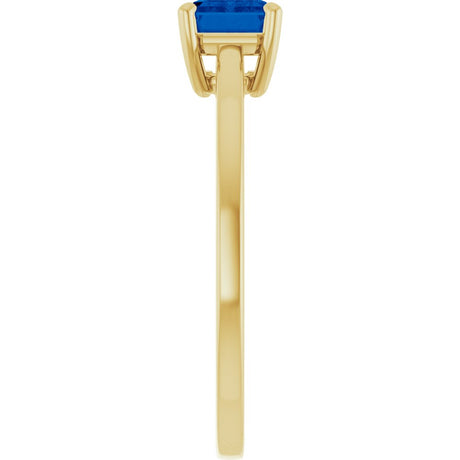 14K Yellow Gold Lab-Grown Blue Sapphire Solitaire Ring