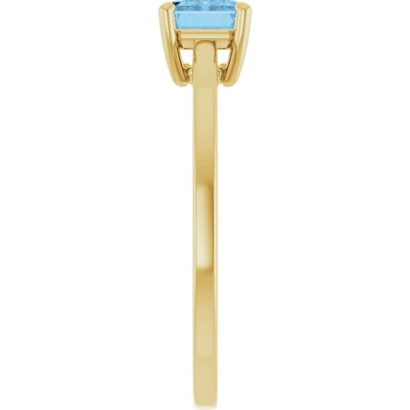 14K Yellow Gold Natural Sky Blue Topaz Solitaire Ring
