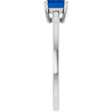 Sterling Silver Lab-Grown Blue Sapphire Solitaire Ring