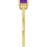14K Yellow Gold Natural Amethyst Solitaire Ring