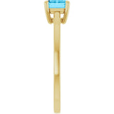 14K Yellow Gold Natural Aquamarine Solitaire Ring