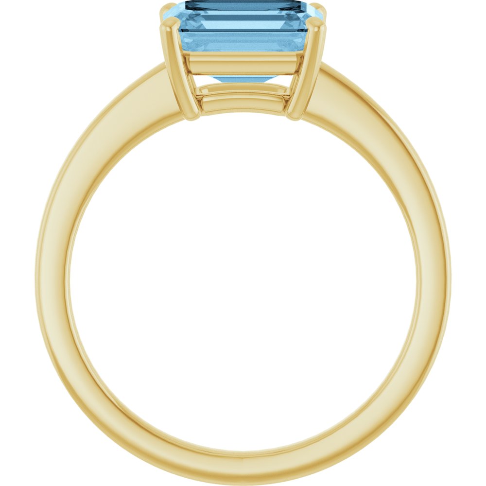 14K Yellow Gold Natural Sky Blue Topaz Ring