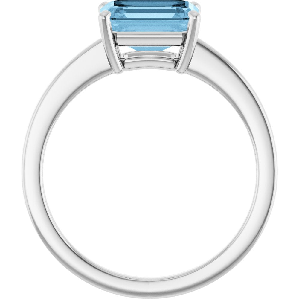 14K White Gold Natural Sky Blue Topaz Ring