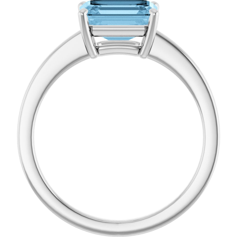 14K White Natural Sky Blue Topaz Ring