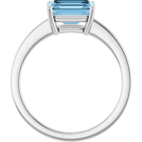 14K White Natural Sky Blue Topaz Ring