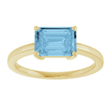 14K Yellow Gold Natural Sky Blue Topaz Ring