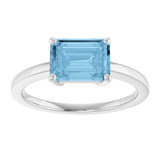 14K White Natural Sky Blue Topaz Ring