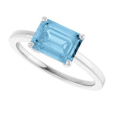 14K White Gold Natural Sky Blue Topaz Ring