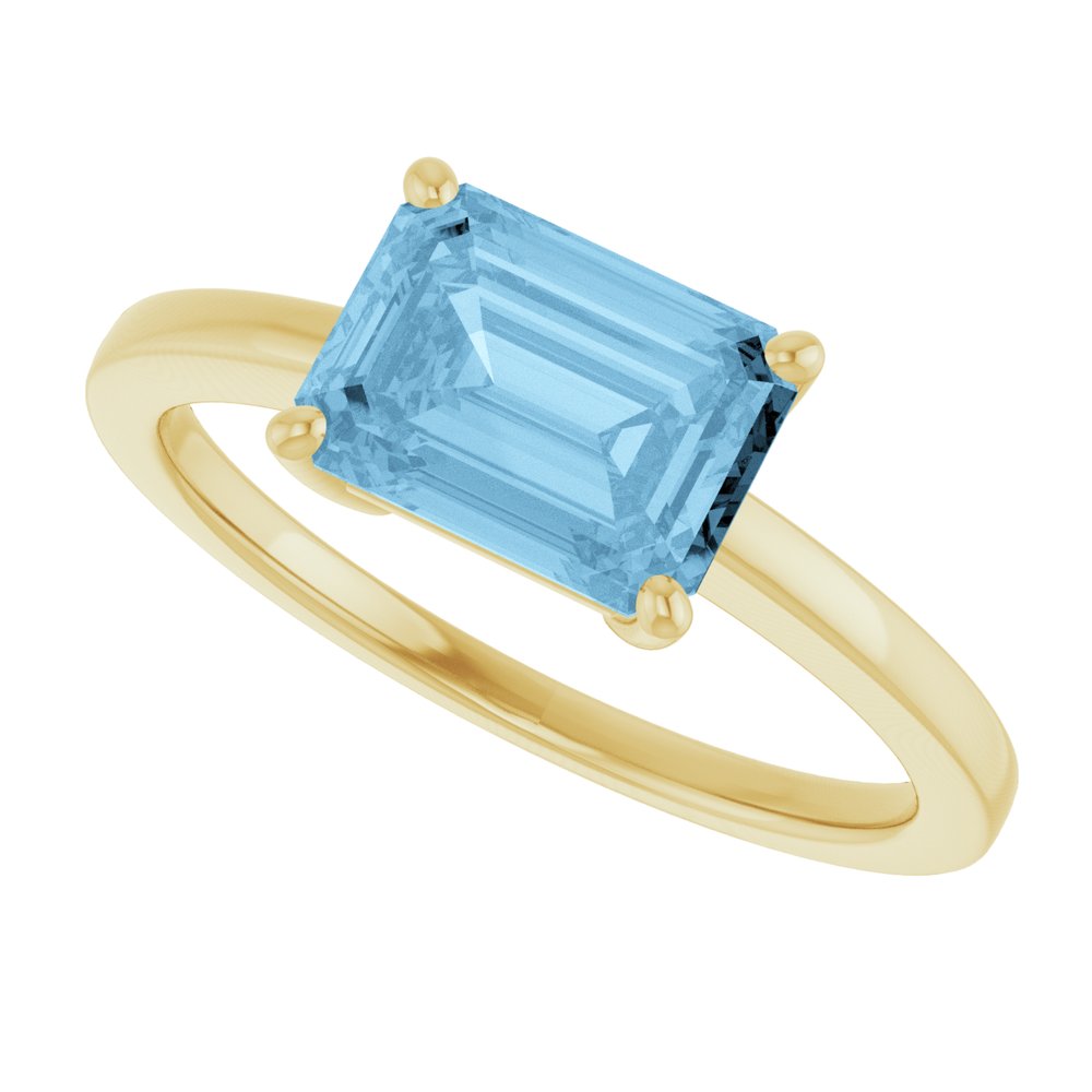 14K Yellow Gold Natural Sky Blue Topaz Ring