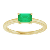 14K Yellow Gold Lab-Grown Emerald Ring 