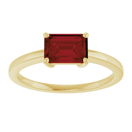 14K Yellow Gold Natural Mozambique Garnet Solitaire Ring