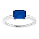 Sterling Silver Lab-Grown Blue Sapphire Solitaire Ring