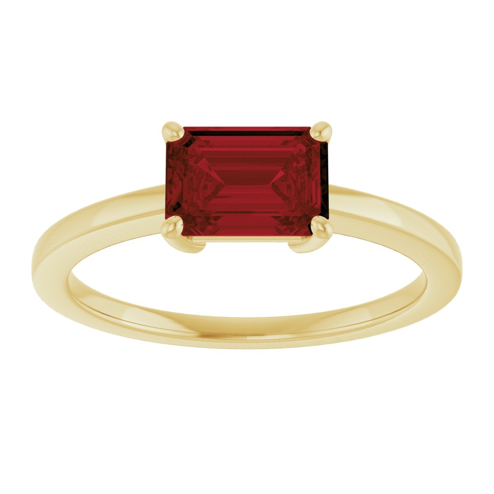 14K Yellow Gold Natural Mozambique Garnet Solitaire Ring