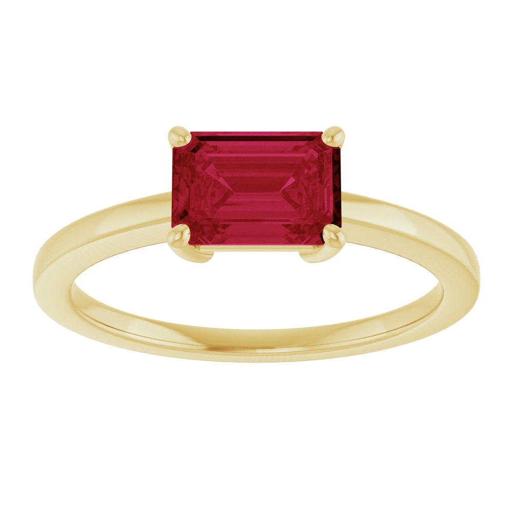 14K Yellow Gold Lab-Grown Ruby Solitaire Solitaire Ring