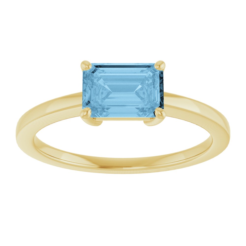14K Yellow Gold Natural Sky Blue Topaz Solitaire Ring