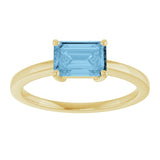 14K Yellow Gold Natural Sky Blue Topaz Solitaire Ring