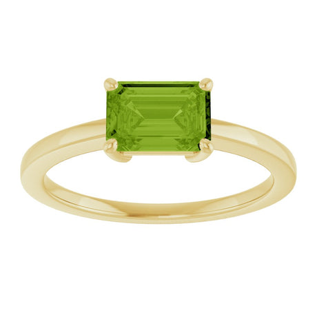 14K Yellow Gold Natural Peridot Solitaire Ring