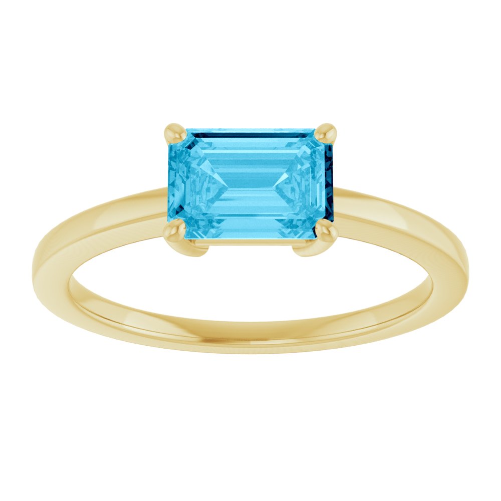 14K Yellow Gold Natural Aquamarine Solitaire Ring
