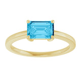 14K Yellow Gold Natural Aquamarine Solitaire Ring