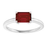 Sterling Silver Natural Mozambique Garnet Solitaire Ring