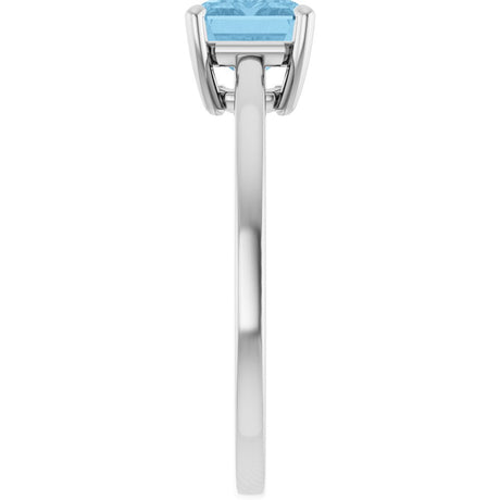 14K White Gold Natural Sky Blue Topaz Ring