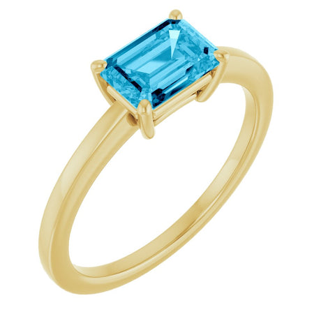 14K Yellow Gold Natural Aquamarine Solitaire Ring