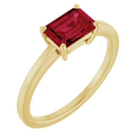 14K Yellow Gold Lab-Grown Ruby Solitaire Solitaire Ring