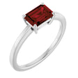 Sterling Silver Natural Mozambique Garnet Solitaire Ring
