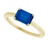 14K Yellow Gold Lab-Grown Blue Sapphire Solitaire Ring
