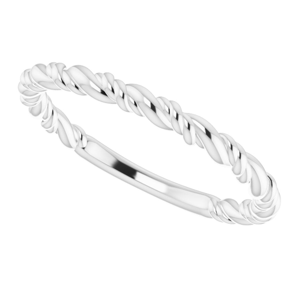 14K White Gold Stackable Rope Ring