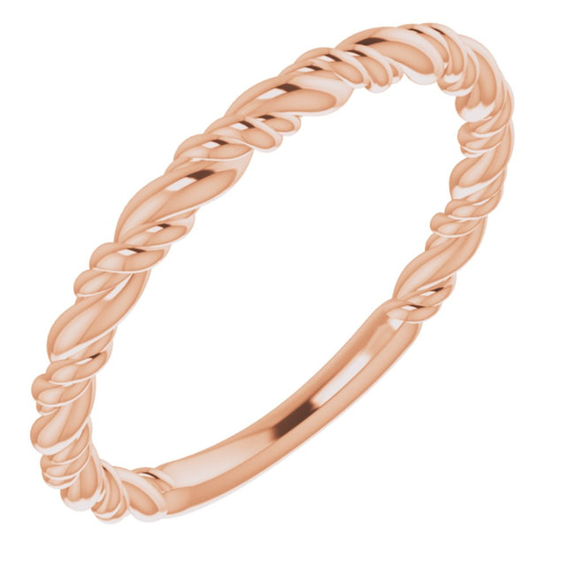 14K Rose Stackable Rope Ring