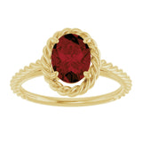 14K Yellow Natural Mozambique Garnet Rope Ring