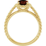 14K Yellow Natural Mozambique Garnet Rope Ring