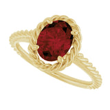 14K Yellow Natural Mozambique Garnet Rope Ring