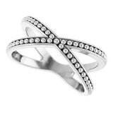 Sterling Silver Beaded Criss-Cross Ring