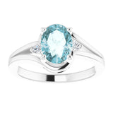 14K White Natural Sky Blue Topaz & .05 CTW Natural Diamond Ring