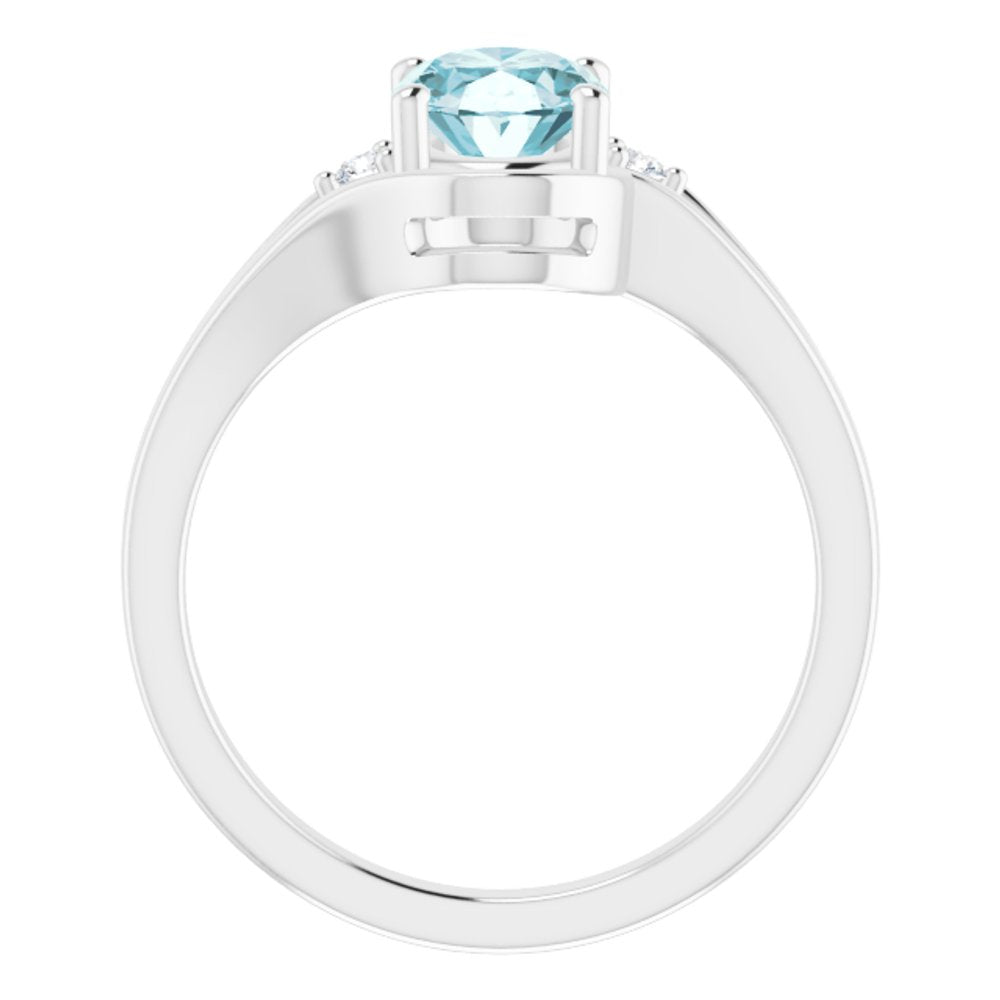 14K White Natural Sky Blue Topaz & .05 CTW Natural Diamond Ring