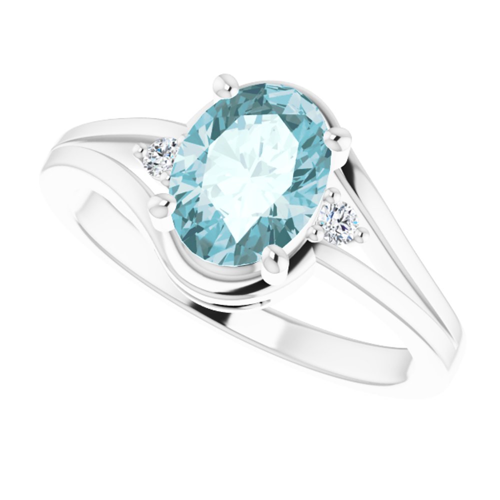 14K White Natural Sky Blue Topaz & .05 CTW Natural Diamond Ring