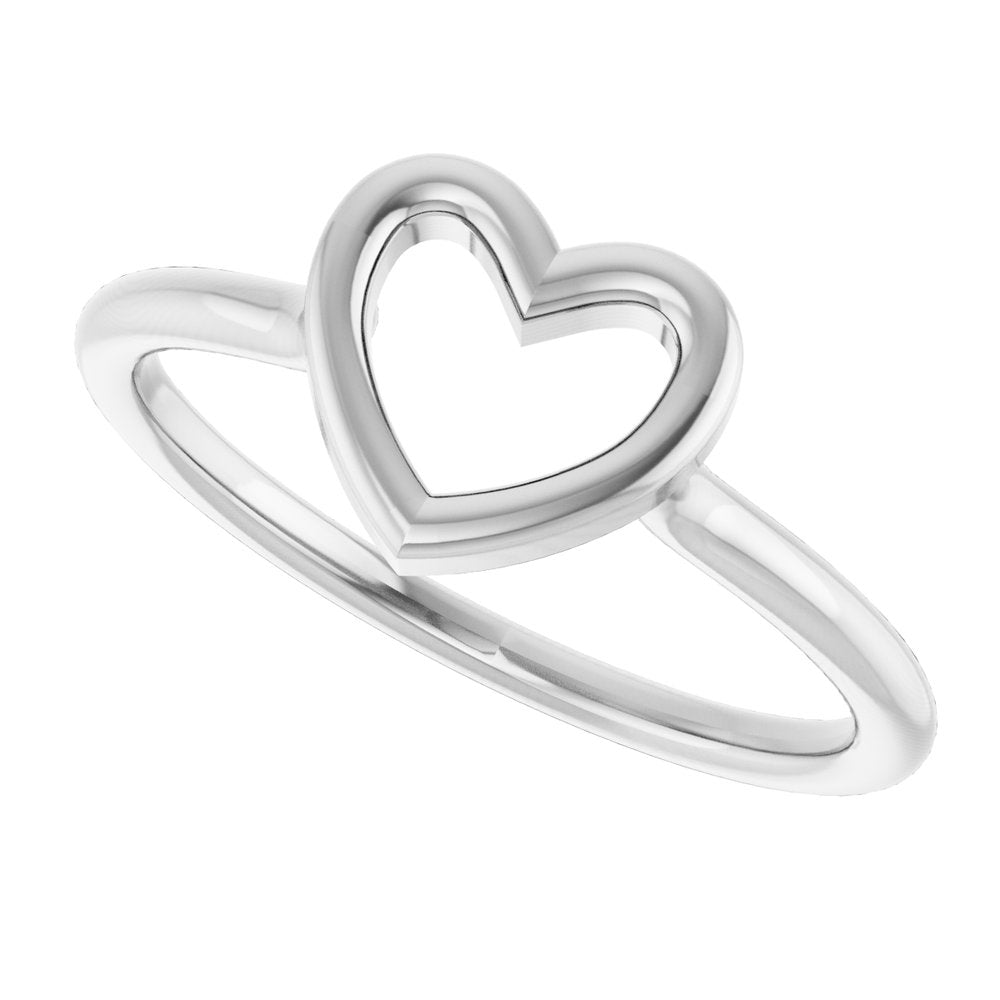 14K White Gold Heart Ring