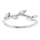 14K White 1/4 CTW Natural Diamond Leaf Ring