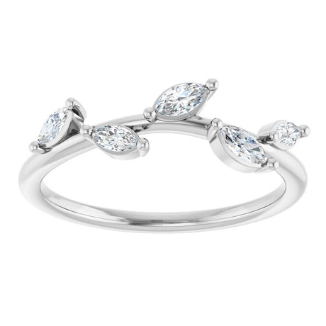 14K White 1/4 CTW Natural Diamond Leaf Ring