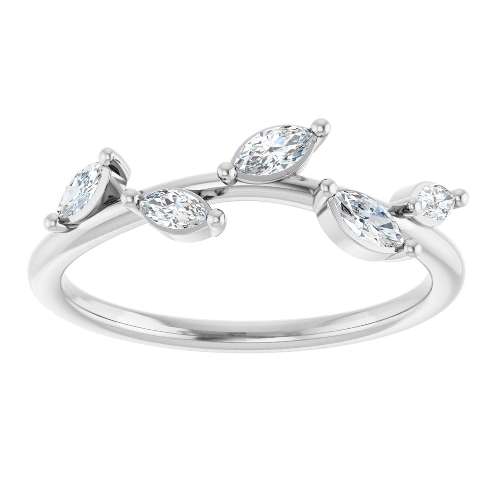 14K White Gold 1/4 CTW Lab Grown Diamond Leaf Ring