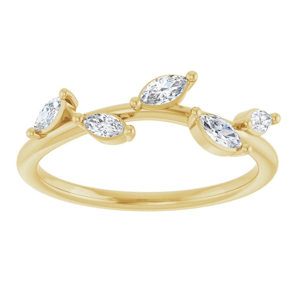 14K Yellow Gold 1/4 CTW Lab Grown Diamond Leaf Ring
