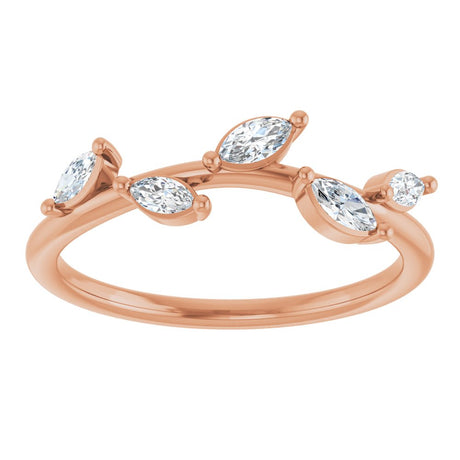 14K Rose Gold 1/4 CTW Natural Diamond Leaf Ring