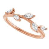 14K Rose 1/4 CTW Natural Diamond Leaf Ring