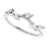 14K White Gold 1/4 CTW Lab Grown Diamond Leaf Ring
