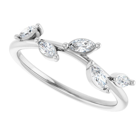 14K White Gold 1/4 CTW Natural Diamond Leaf Ring