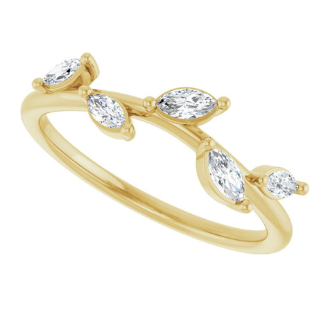 14K Yellow 1/4 CTW Natural Diamond Leaf Ring