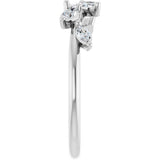 14K White Gold 1/4 CTW Lab Grown Diamond Leaf Ring